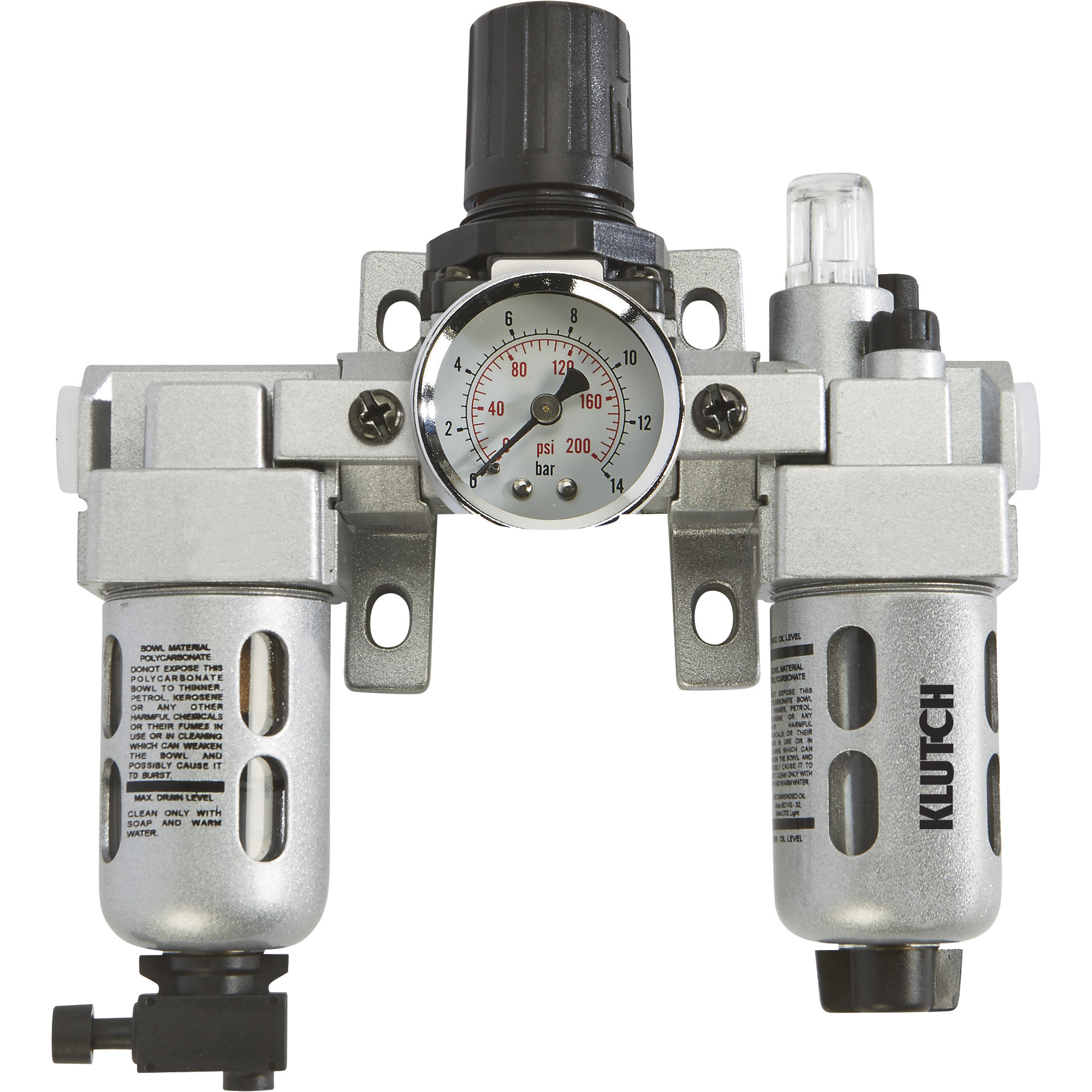 Klutch Air Compressor Filter–Regulator–Lubricator Combo, 1/4in., 18 CFM